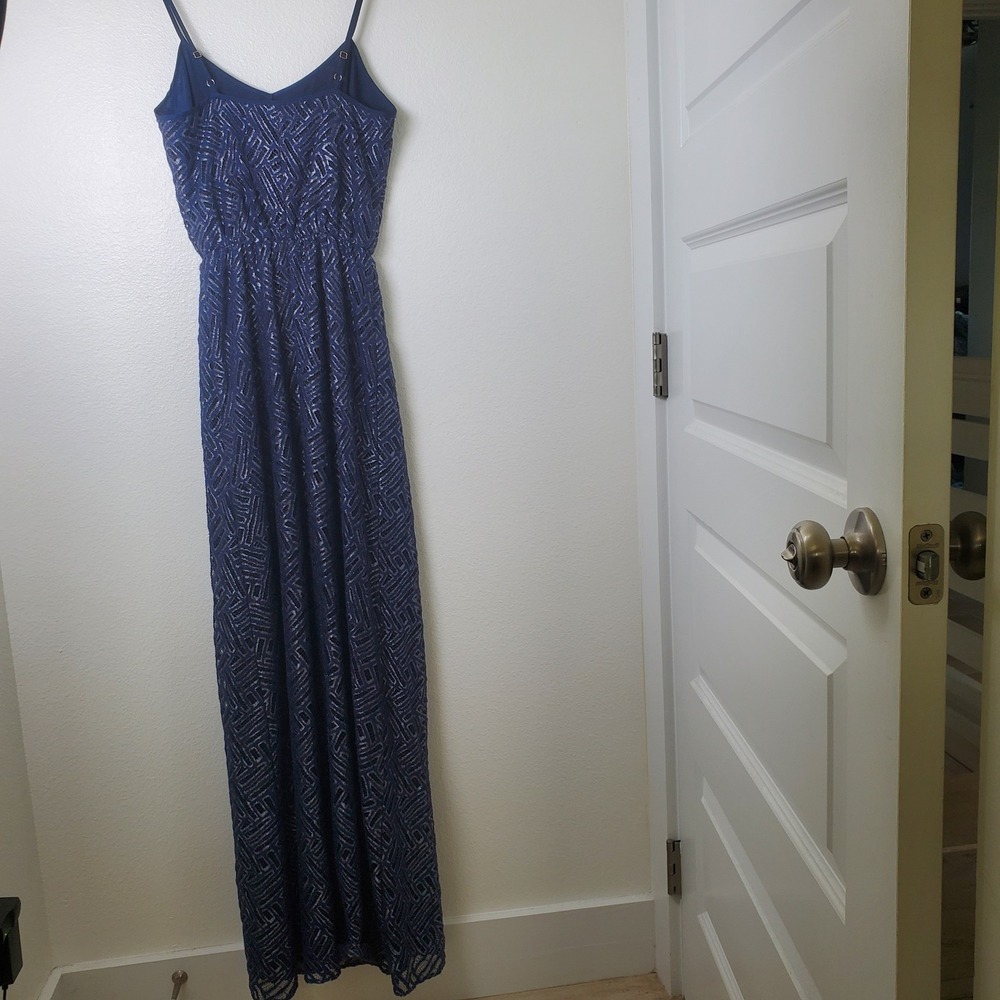 Lilly Pulitzer Resort Collection Navy Blue Metallic Silver Deanna Maxi Dress XS - Picture 4 of 13